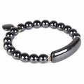 Justinstones Gem Semi Precious Gemstone Love Heart Charm Stretch Beaded Bracelet Unisex - color: Hematite