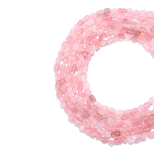 BEADIA Irregular Natural Rose Quartz Crystal Stone Loose Semi Gemstone Beads for Jewelry Making 5-8mm 38cm - color: Rose Quartz Crystal, size: 5-8mm 38cm