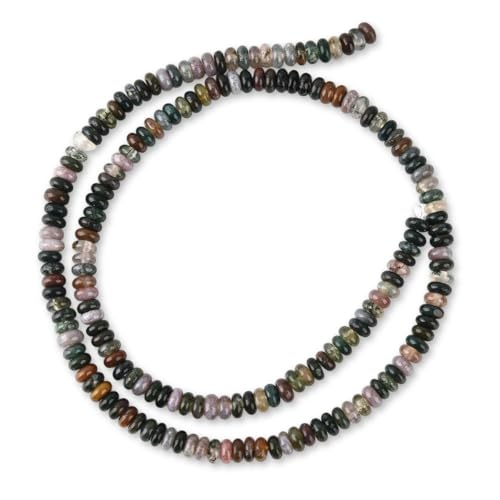 170pcs 4x2mm Natural Indian Agate Disk Rondelle Spacer Semi Precious Gemstone Loose Stone Beads for Jewelry Making 15 Inch - color: Indian Agate