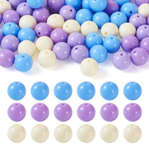 100 Pcs 11.5-12mm Bubblegum Beads Opaque Acrylic Chunky Loose Spacer Round Focal Beads for Jewelry Making Bracelet Necklace Keychain Craft Art Making,Hole:1.8mm,Blue Violet - color: Blue Violet