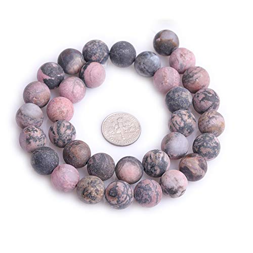 12mm Natural Stone Black Rhodonite Frosted Matte Unpolished Round Beads for Jewelry Making Strand 15 inch - color: Black Rhodonite, size: 12mm