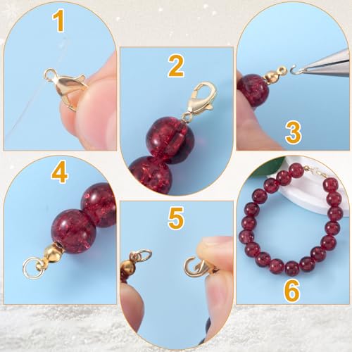 30pcs Lobster Claw Clasps & Jump Rings, 14K Gold Plated Metal Lobster Clasps, Jump Rings Jewelry Finding Kit for Necklace Bracelet Jewelry Making - color: 14K Gold-30pcs