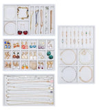 Jewelry Drawers Organizer Trays,4 Layer Stackable Jewelry Drawer Inserts Velvet Jewelry Tray Storage Display Tray for Earring Necklace Rings Bracelet
