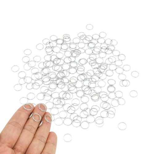 200pcs 10mm Mini Split Jump Ring with Double Loops Small Round Metal Silver Key Rings Connectors for Making Handwork Charms Pendants Key Chains Ornaments DIY Crafts Accessories - color: Silver 10mm 200pcs