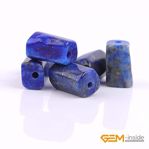GEM-Inside 35Pcs 5x10mm Natural Blue Lapis Lazuli Stone Gemstone Faceted Freeform Tube Column Chakra Beads for Jewelry Making Full 15" Strand Power Energy Healing Stone - color: Blue Lapis Lazuli/5x10mm
