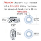 Clip Stopper Charms Sterling Silver Rondelle Spacer Bead for Bracelets (Silver) - color: Retro-Silver 4pcs