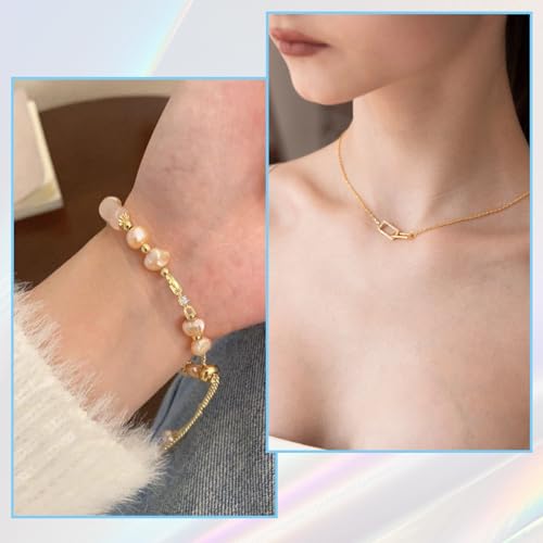 Mabor 4Pcs Gold Necklace Extender Brass Necklace Extensions Zircon Foldover Extension Jewelry Clasps for Bracelet Anklet Fold Over Bracelet Extender Clasp for DIY Crafts