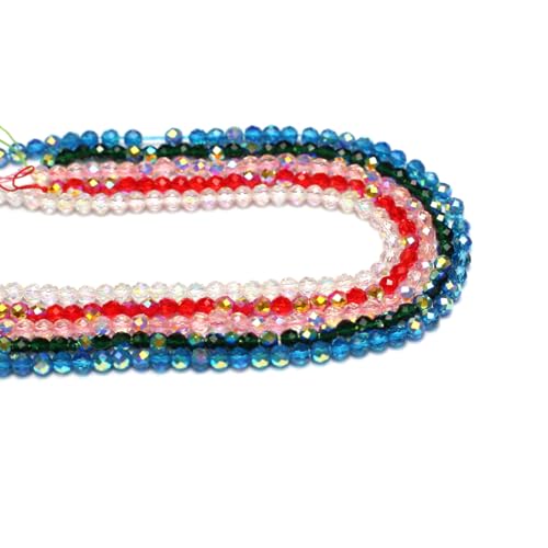 10 Strands Artificial Color Plating Faceted Beads Synthetic Colorful Crystal Beaded for Jewelry Making Necklace Decoration 4mm