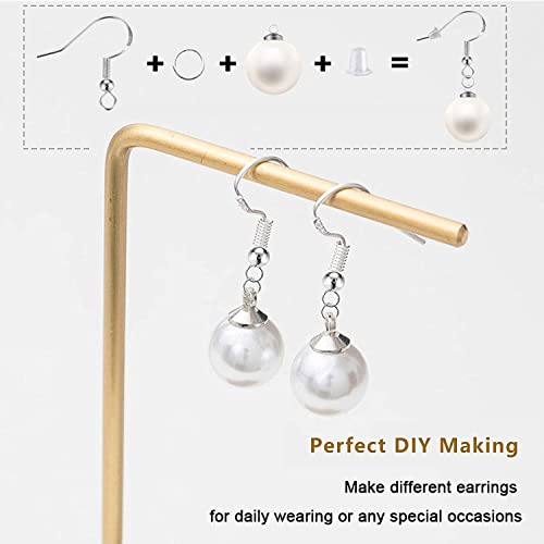 Hypoallergenic Earring Hooks, 800PCS/125 Pairs Fish Hooks,500pcs Silver Plated Earring Making kit with Jump Rings and Clear Silicone Backs Stopper - color: Silver, size: 800pcs