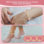 12 PCS Chains Bracelets for Jewelry Making, Gold Stainless Steel Charm Bracelet Chains Link Chain Bracelets with OT Toggle Clasp DIY Jewelry Making Chain for Women Men DIY Crafts Supplies Gifts