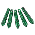 50mm Synthetic Malachite Hexagonal Wand Jewelry Making Crystal Pointed Chakra Reiki Healing Beads 2mm Hole Drilled(Pack of 5) - color: Synthetic Malachite