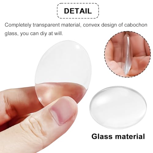 Koliva Oval Cabochons 30x40MM Clear Glass Cabochon 50PCS Transparent Glass Cabochons with Flat Backs Glass Dome for DIY Crafts Photo Pendant Jewelry Making (30x40MM,50PCS) - size: 30x40MM,50PCS
