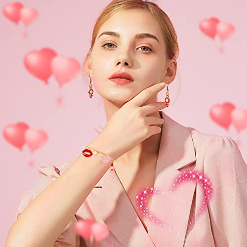 SANNIX 110Pcs Valentine's Day Charms Gold Enamel Jewelry Making Charm Pink Pendants for Valentines Bracelet Necklace Earrings Making - style: Valentines Charms
