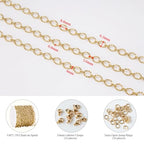KYUNHOO 9.8 Feet Gold Plated Jewelry Making Chains Bulk on Spool Embossed Stainless Steel Chain for Crafts DIY Charm Necklace Bracelet Jewelry Supplies with Lobster Claws - color: Sunflower Gold