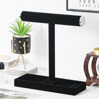 Coward Jewelry Organizer Stand, Velvet Necklace Bracelet Watch Ring Display Holder with Tray, Multi-use Jewelry Display Stand for Women Girls Dresser Nightstand (Black) - color: Black Silver End