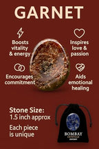 Garnet Worry Stone – Natural Polished Thumb Palm Stone for Energy, Passion & Grounding – Pocket Crystal for Focus & Inner Strength - color: Garnet