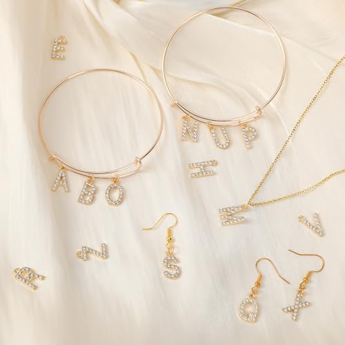 SANNIX 26Pcs Letter Charms, Full Rhinestone Letter Charms for Jewelry Making, KC Gold Initial A-Z Alphabet Letter Charm Crystal Pendants for Bracelet Necklace Earrings Crafts Making - style: Rhinestone Letter