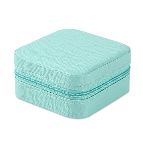 Neveika Portable Travel Mini Jewelry Box Leather Jewellery Ring Organizer Case Storage Gift Box Girls Women (blue). - color: blue