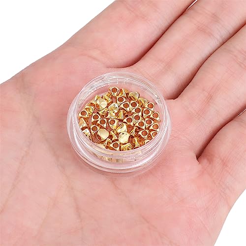 BEADIA 14K Gold Plated Twisted Spacer Beads 3x3mm 50pcs for Jewelry Making Findings Non Tarnish - color: 14K Gold, size: 3x3mm Twisted