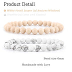 NCB 2.3-Piece 4mm Natural Crystal Gemstone Stretch Bracelets – Handmade Reiki Energy Healing Jewelry for Meditation,Yoga, Unisex - color: 2PCS ( Howlite+White Fossil Jasper ), size: 6mm