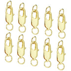 10Pcs Lobster Claw Clasp with Jump Ring, 18K Gold Jewelry Clasps for Necklace, Bracelets(Gold) - color: gold, size: 10
