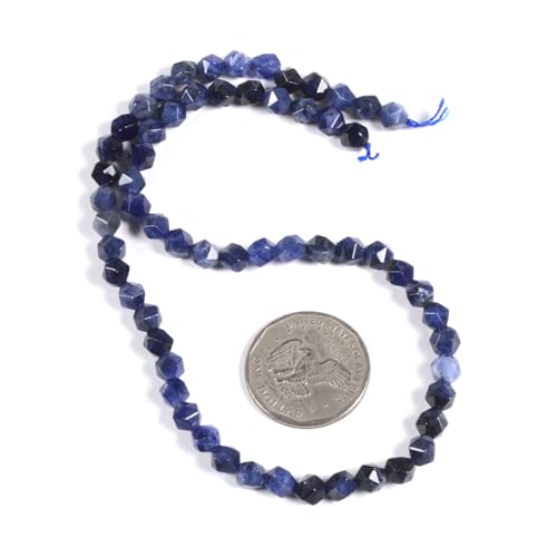 Sodalite 6mm Gemstone Triangle Faceted Round Loose Beads Strand 15.5" DIY Jewelry Making - color: Sodalite