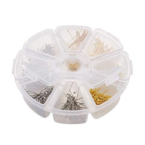 Craftdady 700Pcs Brass Ball Head Pins 16mm 20mm 25mm 30mm Mixed Colors Wire Headpins for Jewelry Making - color: Platinum & Golden