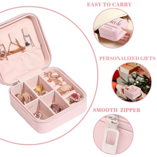 Personalized Travel Jewelry Box,Custom Leather Jewelry Case with Bridesmaid Name,Organizer Ring Case for Wedding Maid of Honor Gifts - color: Style 04