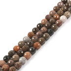 Natural Petrified Wood Fossil 8mm Gemstone Faceted Round Loose Strand Beads for DIY Necklace Bracelet Jewelry Making 15 Inch - color: Petrified Wood Fossil