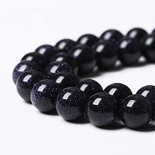 90PCS 4mm Starry Blue Sandstone Gemstone Beads Beads Natural Stone Round Loose Beads for Jewelry Making DIY Bracelet Necklace 15" Inch(Blue Sandstone, 4mm) - color: Blue Sandstone, size: 4mm