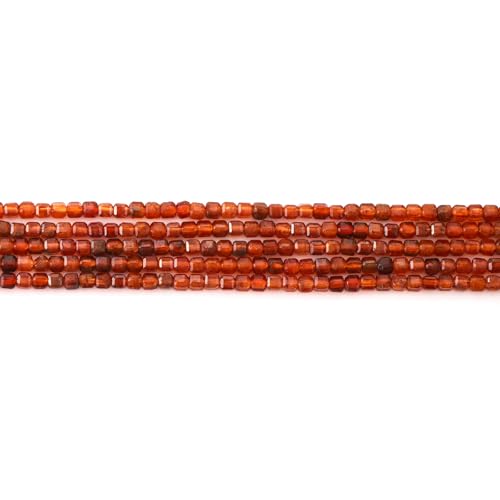 Faceted Natural Red Agate 2-3mm Cube Square Loose Beads Gemstone Small Loose Beads Healing Crystal Energy Stone for DIY Jewelry Making 15" - color: Red Agate