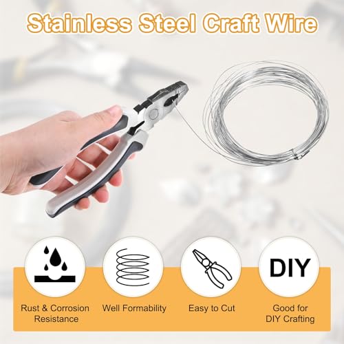 M METERXITY 21 Gauge Stainless Steel Craft Wire, 0.7mm 32.8 ft Bendable Floral Snare Wire for Jewelry Making/Sculpting/Armature Crafting/Floral Bonsai/DIY Crafts - size: 21 Gauge x 32.8 ft