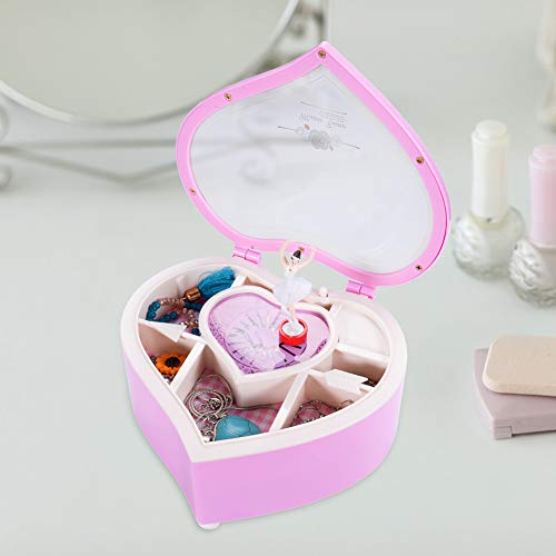 TMEEIHNSS Rainbowie Heart Musical Jewelry Box, Musical Jewelry Storage Box with Dancing Girl,Arrow Design Christmas Gift (pink) - color: Pink