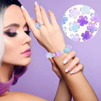 100pcs Cherry Blossom Beads, 5-Petal Gradient Acrylic Flower Beads, Mini Spacer Hair Accessories Halloween Christmas for Bracelets Earring Jewelry Making- Blue & Purple1 - color: Blue & Purple1