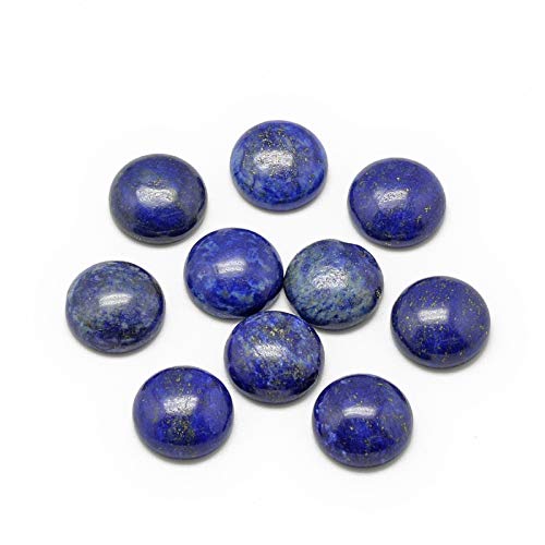 Fashewelry 50Pcs Natural Lapis Lazuli Cabochon Stone Half Round Beads 12mm Flat Back Gemstone Chakra Healing Crystal Dome Cover Cabs for Jewelry Making - color: 5-Dyed Lapis Lazuli, size: 12x5mm