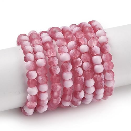 KISSITTY 50pcs Matte Beads Gradient Color Glass Frosted Crystal 4mm Rondelle Pale Violet Red Center Drilled Loose Craft Beads for Jewelry Making Earring Bracelet Necklace DIY Crafts - color: Pale Violet Red