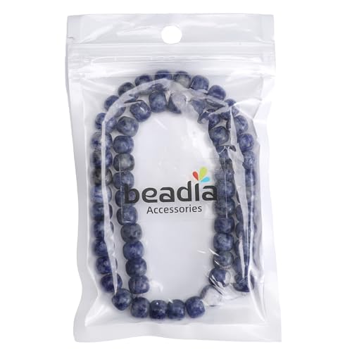 BEADIA Natural Blue Sodalite Flat Cut Round Drum Stone 8mmx7mm Loose Semi Gemstone Beads for Jewelry Making 38cm - color: Blue Sodalite