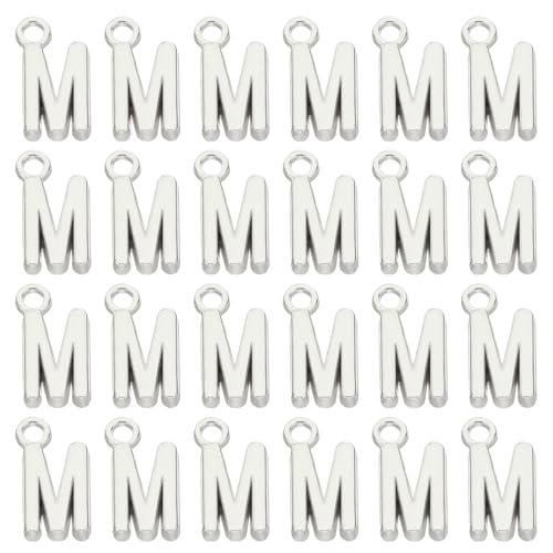PATIKIL Letter Charm, 50pcs Alphabet Initial Pendant Charm Bulk DIY for Jewelry Making Bracelets Earrings Necklace - style: M