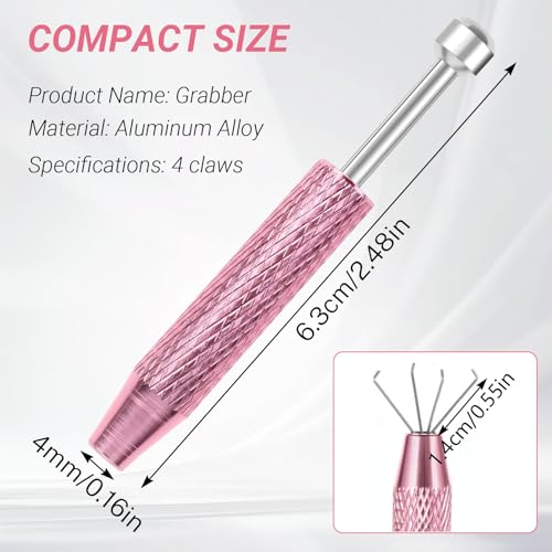 2 PCS Piercing Ball Grabber Tool, 4 - Claw Stainless Steel Jeweler Pick Up Tools,Septum Ball Screw Tool for Piercing Changing/Removal/Holder,Earring Pearl Grabber for Jewelry/Electronic Components - color: 2pcs Pink