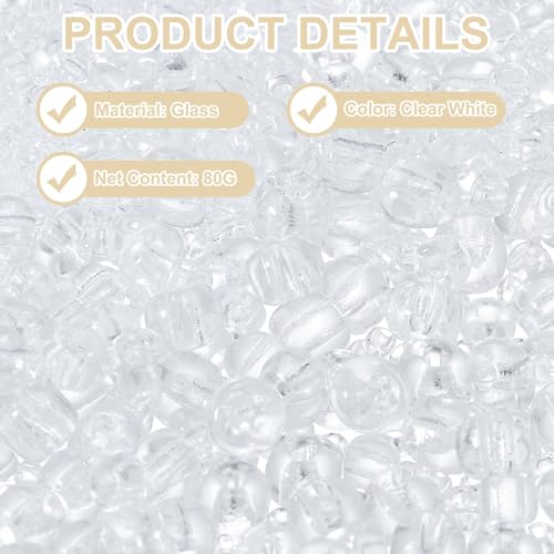 MECCANIXITY 15/0 11/0 8/0 6/0 Glass Seed Beads 1.5mm/2mm/3mm/4mm Loose Seed Beads for Jewelry Earring Bracelet Craft Making, 5888PCS, Clear White - color: Clear White