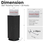 UNITEDEPOWER Rotating Pegboard Display Stand With 18 Hooks, 3-Sided Metal Spinning Countertop Show Rack Organizer for Jewelry, Accessories, or Crafts, Revolving Displays