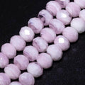 7.5×10mm 50pcs Pink White Faceted Lampwork Glass Beads for Jewelry Making, Flat Round Handmade Murano Beads for Bracelets, Crafts, Friendship Bracelet Kit, Rosary Making - color: Pink White