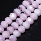7.5×10mm 50pcs Pink White Faceted Lampwork Glass Beads for Jewelry Making, Flat Round Handmade Murano Beads for Bracelets, Crafts, Friendship Bracelet Kit, Rosary Making - color: Pink White