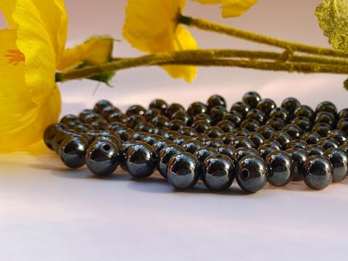 Stone Beads 6mm 140pcs Black Hematite Beads Round Loose Gemstones Beads for Bracelet Necklace Jewelry Making (6mm, 60619 Black Hematite) - color: Black Hematite Beads, size: 6mm