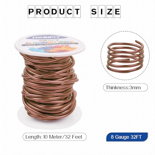 8 Gauge Aluminum Craft Wire, 3mm Jewelry Wire for Jewelry Making Supplies and DIY Metal Craft Art (Bronze, 32 Feet) - color: Bronze, size: 8Gauge 32FT