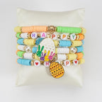 Twinfree Bohemia Beaded Bracelet for Women, Polymer Clay Stretch Bracelets - color: color 41