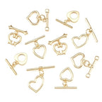 10Pcs 18K Gold Plated Toggle Jewelry Clasps Heart Toggle Clasps Brass OT Toggles Clasp Connector T-Bar Bracelet Closure Clasp for Bracelet Necklace Jewelry Making - color: Light Golden