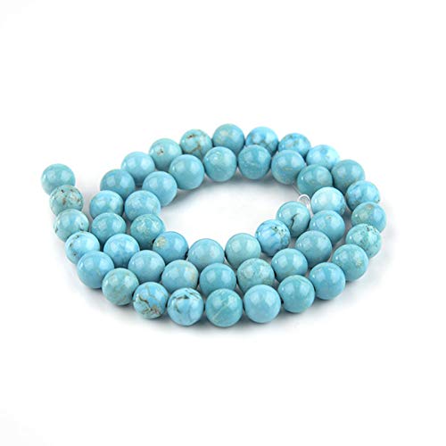 Natural Gemstone Beads 6mm Blue Turquoise Beads Polished Round Smooth Stone Beads for Jewelry Making Adults DIY Bracelet 15 Inch(Blue Turquoise,6mm) - color: Blue Turquoise, size: 6mm