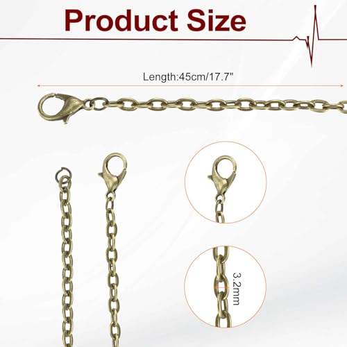 HARFINGTON 20 Pack 18 Inch Necklace Chains Bulk 3.2mm Bronze Plated Cable Chains with Lobster Clasps for Jewelry Making - color: Bronze, size: 18 Inch x 3.2mm