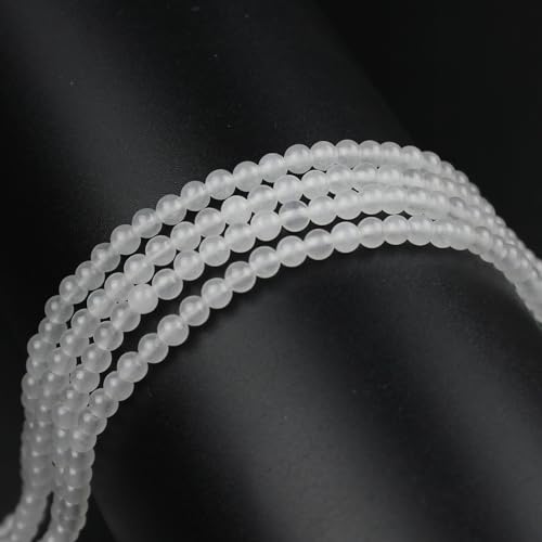 MJDCB 225pcs Natural Small Stone Beads 3mm White Jade Round Smooth Loose Gemstone Bead for Jewelry Making Bracelets Earrings Necklaces Accessories - color: White Jade